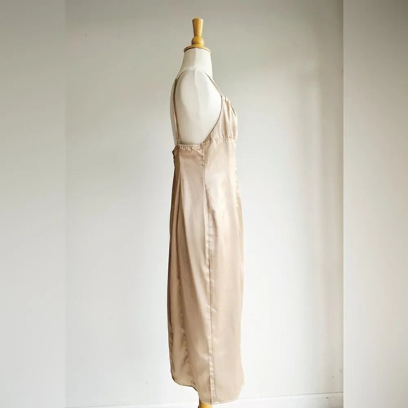 NWT KITTENISH | Cream Satin Gathered Bust Midi Dress | Multiple SIzes - Picture 3 of 6